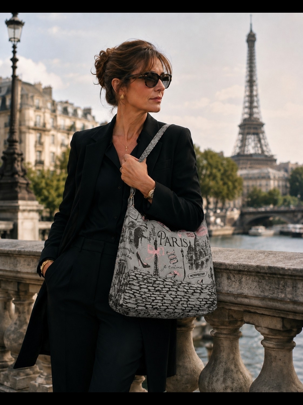 Glamour Paris Grey Canvas Boho Bag